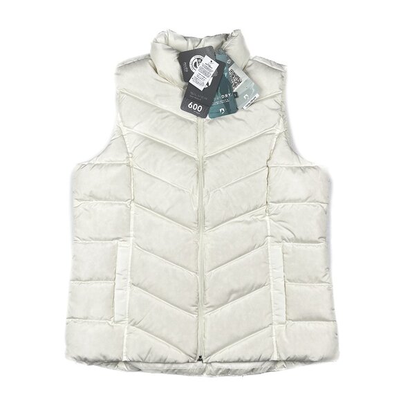 Lands' End Hyperdry Goose Down Feather 600 Fill Quilted Zip Vest Ivory XLT NWT - Picture 3 of 12